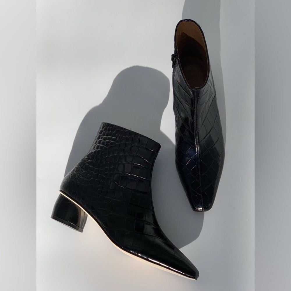 Loq Matea Croc Ankle Boots Black